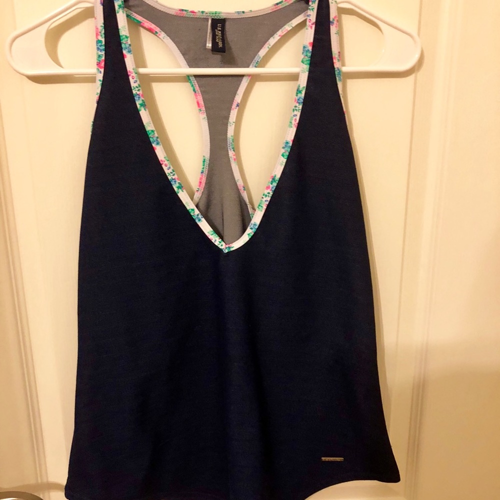 U.S. POLO large tank, floral, denim